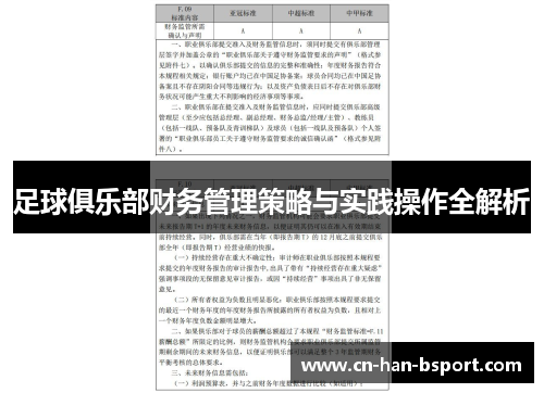 足球俱乐部财务管理策略与实践操作全解析